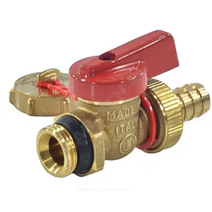 Кран шаровой латунь сливной R608D Ду 15 Ру10 НР/штуц 1/2" бабочка с заглушкой Giacomini R608DY053