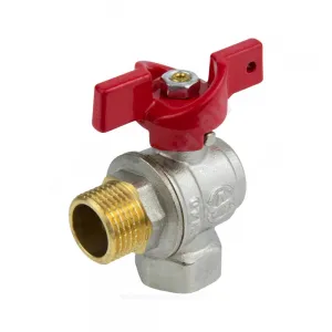 Кран шаровой латунь никель угловой 1009 Euro Ду 15 Ру40 ВР/НР полнопроходной бабочка Aquasfera 1009-01