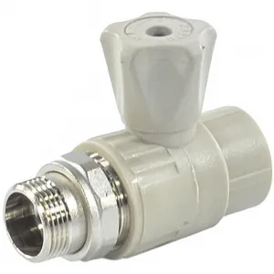 Кран шаровой PP-R серый Дн 20х1/2" НР прямой для радиатора VALFEX 10149020Г