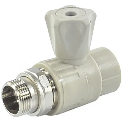 Кран PP-R шаровой серый НР Дн 25х3/4" прямой для радиатора VALFEX 10149025Г