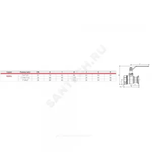 Кран шаровой латунь R285L Ду 25х40 Ру35 ВР/фл рычаг с выводом для насоса Giacomini R285LY001