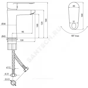 Смеситель для умывальника одноручный Коттедж Л-Серия Славен СЛ-ОД-Л10