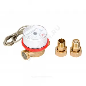 Счётчик г/в и х/в крыльчатый одноструйный Ду 15 Ру16 90С L=80мм резьба импульсный с обратным клапаном В/К IP67 ВСКМ-15 ДГ2 Декаст 72-15-248