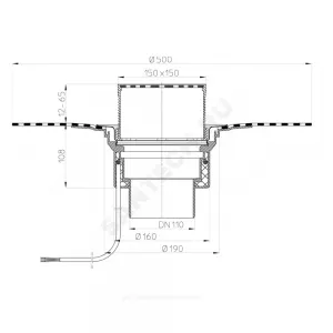 Воронка кровельная HL62.1BH с вертикальным выпуском PP Дн 110 с трапом, электрообогревом, теплоизоляцией, гидроизоляционным полимербитумным полотном 500мм HL HL62.1BH/1 Воронка кровельная HL62.1BH с вертикальным выпуском PP Дн 110 с трапом, электрообогревом, теплоизоляцией, гидроизоляционным полимербитумным полотном 500мм HL HL62.1BH/1