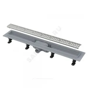 Лоток душевой с гидрозатвором+механический сухой затвор Дн 40 950х60мм с нержавеющей решеткой горизонтальный выпуск Alca Plast APZ10-950M