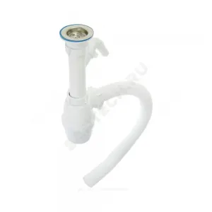 Сифон для кухонной мойки бутылочный 1 1/2"x40 с гофрой D=40мм с отводом (штуцером) выпуск с нержавеющей решёткой D=70мм Эконом Орио Е-40051