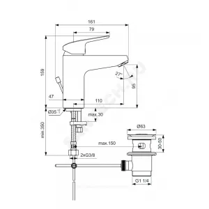 Смеситель для умывальника одноручный CERAFLEX Grande Ideal Standard B1712AA