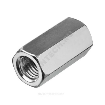 Гайка удлиненная стальная оц М20х60 шестигранная DIN 6334