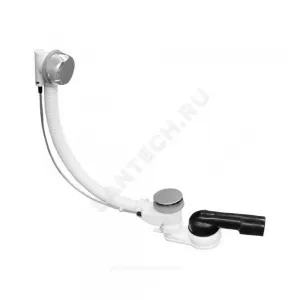 Слив-перелив для ванны плоский полуавтоматический (тросик) 1 1/2" с переходной трубкой 10гр 40/50 слив клапан, пробка D=72мм HL HL555N