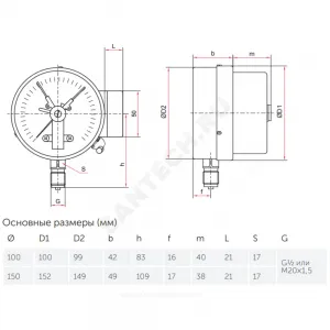 Манометр сигнализирующий ТМ-510Р.06 радиальный Дк100мм 0-0,6 МПа кл.1,5 исполнение 6 G1/2" с электроконтактной приставкой Росма 00000007339