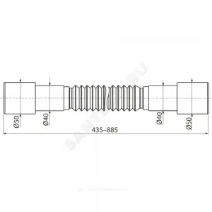 Гофра 50/40х40/50 L=435-885мм Alca Plast A720 Гофра 50/40х40/50 L=435-885мм Alca Plast A720