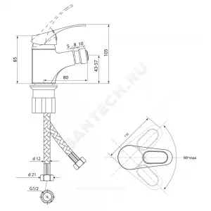 Смеситель для биде одноручный Дача Б-серия Славен СЛ-ОД-Б50