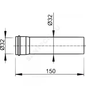 Трубка прямая для сифона латунь D=32мм L=150мм Alca Plast A4000 Трубка прямая для сифона латунь D=32мм L=150мм Alca Plast A4000