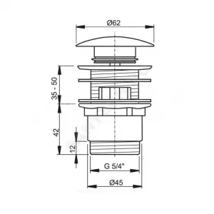 Клапан донный для умывальника латунь 1 1/4" с переливом, хром слив "клик-клак", пробка D=66мм Alca Plast A390 Клапан донный для умывальника латунь 1 1/4" с переливом, хром слив "клик-клак", пробка D=66мм Alca Plast A390