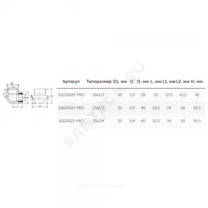 Угольник PP-R комбинированный белый Дн 25х1/2" ВР с креплением PRO VALFEX 10120025-PRO