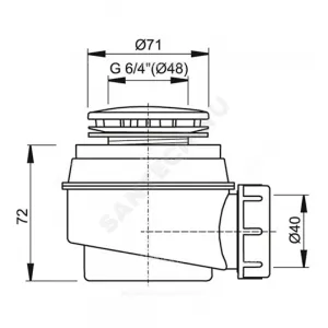 Сифон для поддона 1 1/2"x60/40 h=72мм слив крышка D=91мм, белая Alca Plast A47B-60
