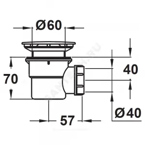 Сифон для поддона 1 1/2"x60/40 слив крышка Vidima D5813AA
