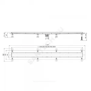 Лоток душевой с "сухим" затвором Дн 50 1000х66мм с нержавеющей решеткой вертикальный выпуск ТП-50 Татполимер 101200273