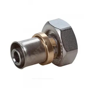 Соединитель МП латунь никель пресс Дн 16х2,0 база 16 мм с накидной гайкой RM179 Giacomini RM179X023