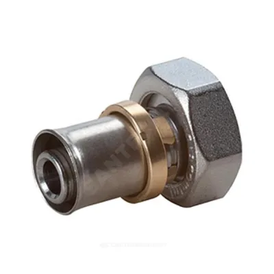 Муфта МП латунь никель пресс Дн 16х2,0х18 с накидной гайкой RM179 Giacomini RM179X033