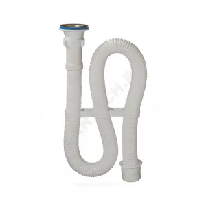 Сифон для умывальника/мойки гофрированный 1 1/2"x40 с переходником L=1000мм выпуск с нержавеющей решёткой D=70мм Орио АС-3011