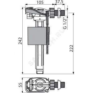 Арматура для бачка наливная 1/2" боковое подключение Alca Plast A160-1/2"