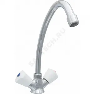 Смеситель для кухонной мойки двуручный Стандарт ЦС-СМ 12/2г К Пл. Бел маховик Центр Сантехники (Подольск) СМ504801.12