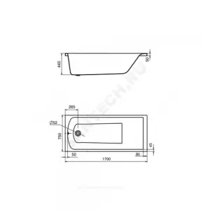Ванна акриловая Фиджи 170х75см без ножек Santek 1.WH50.1.596