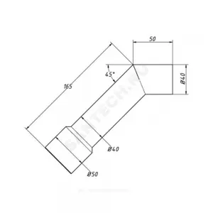 Трубка переходная 40х40/50 45гр Орио А-4277