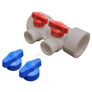 Коллектор PP-R серый Дн 32х20 на 2 выхода с кранами VALFEX 101133202Г