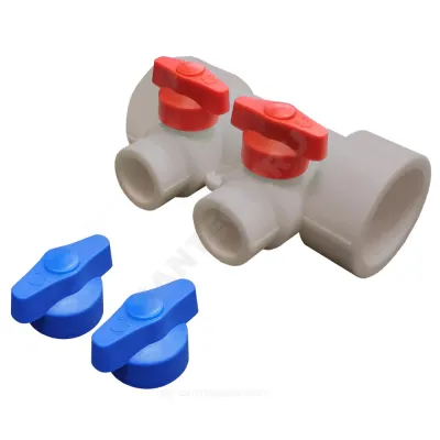 Коллектор PP-R серый Дн 32х20 на 2 выхода с кранами VALFEX 101133202Г