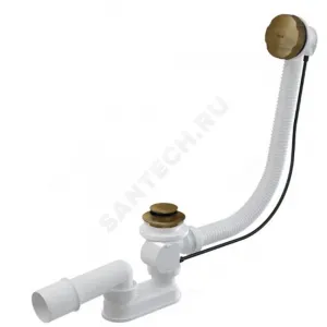 Слив-перелив для ванны плоский полуавтоматический (тросик) 1 1/2"x40 с переходной трубкой 10гр 40/50 слив клапан, пробка D=45мм Alca Plast A55ANTIC-100-RU-01