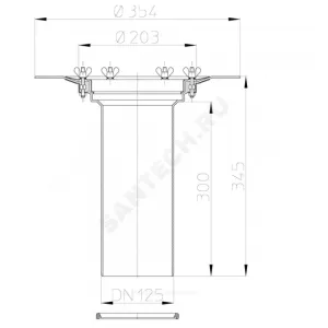 Элемент надставной Дн 125 с обжимным фланцем из нержавеющей стали и уплотнительным резиновым кольцом HL HL65