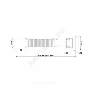 Сифон для умывальника/мойки гофрированный 1 1/2"x50 удлиненный выпуск с нержавеющей решёткой D=70мм АНИ Пласт G115
