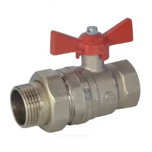 Кран шаровой латунь никель 11Б27фт1М Ду 15 Ру40 ВР/"американка" полнопроходной бабочка VALFEX VF.227.NB1.012