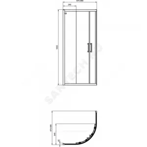 Ограждение душевое CONNECT 2 Corner Quadrant 900х900х1950 мм без поддона угловая-асимметричная прозрачное стекло Ideal Standard K9251V3