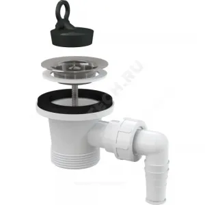 Выпуск для умывальника 1 1/2" с отводом (штуцером) с нержавеющей решёткой D=63мм с пробкой Alca Plast A31P