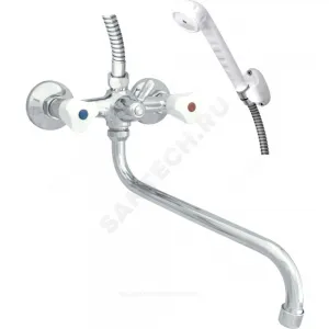 Смеситель для ванны с душем двуручный круглый излив, душевой шланг н/ж сталь, белая пластиковая лейка и кронштейн Стройка ЦС-СМ 600-3 К Пл. Бел маховик Центр Сантехники (Подольск) СМ501102.10 Смеситель для ванны с душем двуручный круглый излив, душевой шланг н/ж сталь, белая пластиковая лейка и кронштейн Стройка ЦС-СМ 600-3 К Пл. Бел маховик Центр Сантехники (Подольск) СМ501102.10