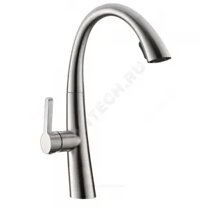 Смеситель для кухонной мойки ручка сбоку одноручный с выдвижным изливом STEEL Профсан PSM-300-9