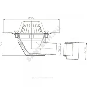 Воронка кровельная HL64 с горизонтальным выпуском PP Дн 75/110 с листвоуловителем, теплоизоляцией, обжимным фланцем HL HL64 Воронка кровельная HL64 с горизонтальным выпуском PP Дн 75/110 с листвоуловителем, теплоизоляцией, обжимным фланцем HL HL64