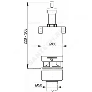 Арматура для низкого бачка сливная шток 1/реж Alca Plast A02 Арматура для низкого бачка сливная шток 1/реж Alca Plast A02