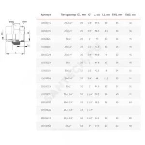 Муфта PP-R комбинированная разъемная серая Дн 40х1 1/4" ВР VALFEX 10155032Г