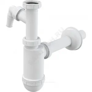 Сифон для умывальника бутылочный 1 1/4"x32 с прямой трубкой 32 с отводом (штуцером) без выпуска Alca Plast A430P