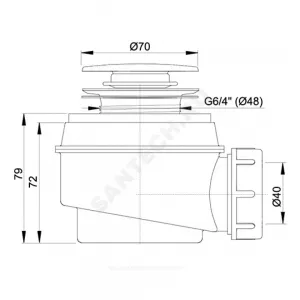 Сифон для поддона 1 1/2"x50/40 h=72мм слив клапан "клик-клак", пластик пробка D=70мм Alca Plast A466-50