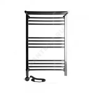 Полотенцесушитель электрический нерж сталь Лесенка с полочкой 400х500мм 7П ТЭН справа Богема-Люкс Элит-Металл Э-38-01