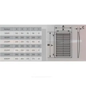 Решётка вентиляционная пластик 200х200 Эра 2020РР