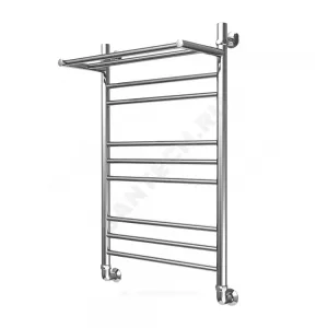 Полотенцесушитель водяной нерж сталь Лесенка Ду 25 (1") НР с полочкой 500х500мм 8П нижнее подключение в/к соединитель (1"х3/4") Элит-Классик Элит-Металл В-36-06