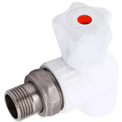 Кран PP-R шаровой белый НР Дн 25х1/2" угловой для радиатора VALFEX 10148125