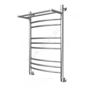 Полотенцесушитель водяной нерж сталь Лесенка Ду 25 (1") НР с полочкой 500х600мм 9П нижнее подключение в/к соединитель (1"х3/4") Элит Элит-Металл В-32-07