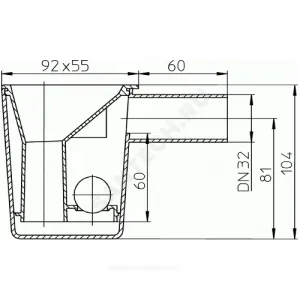 Воронка для отвода конденсата с гидрозатвором 32мм D=92х55мм капельная горизонтальный выпуск HL HL21